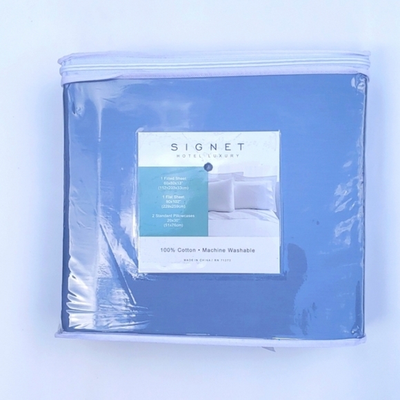 100% pure cotton sateen signet hotel luxury sheet set queen size - Picture 2 of 2